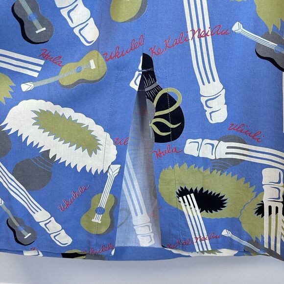 80's Vintage Reyn Spooner Hawaiian Midi Dress Ukelele Rare Print Rayon Sz Small - Picture 13 of 16